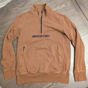 American Eagle Outfitters Men's Tan Zip-Up Sweater